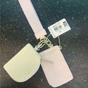 Lululemon Dual pouch Cream and Pink Key & Card Holder Set